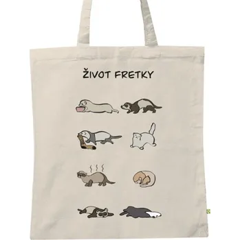 BIO plátěná taška s potiskem Zkratka Život Fretky
