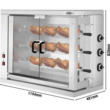 Kuchyňský gril G.Gastro Elektrický gril na kuřata ECO - 9kW - se 3 špízy na 18 kuřat