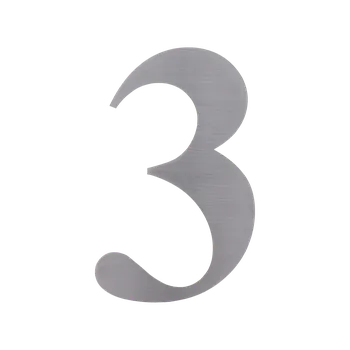 Domovní cedule Nerezové domovní číslo 0-9 s výškou 127mm, tloušťka 1,5mm s 3M páskou pro přilepení Číslo: 3
