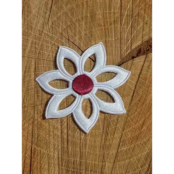 Nášivka Aplikace saténová květ barevný střed bordó