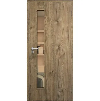 Interiérové dveře SAPELI ELEGANT KOMFORT M60 - CPL LAMINÁT - OTOČNÉ DVEŘE VČ. ZÁRUBNĚ - Dub sherwood Průchozí šířka (cm): 70, Průchozí výška (cm): 197, Typ skla: Planibel bronz