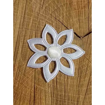 Nášivka Aplikace saténová květ barevný střed smetanová