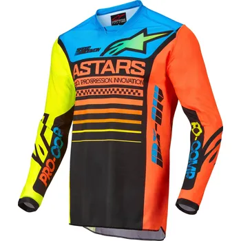 Moto dres dres RACER COMPASS 2022, ALPINESTARS (černá/žlutá fluo/korálová) - 2XL