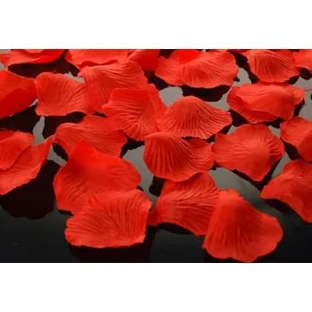 Svatební dekorace PartyDeco Plátky růží červené - dekorační textilní plátky červených růží na svatební výzdobu