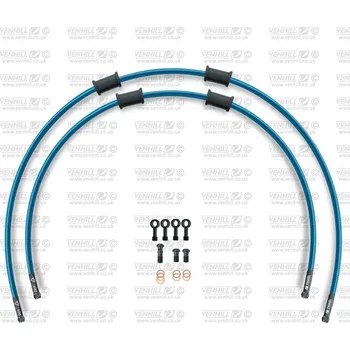 RACE Hadice přední brzdy sada Venhill POWERHOSEPLUS HON-7007FB-TB (2 hadice v sadě) průhledně modré hadice, černé koncovky