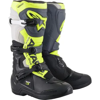Moto obuv Boty TECH 3 2022, ALPINESTARS (černá/šedá/žlutá fluo) - 47