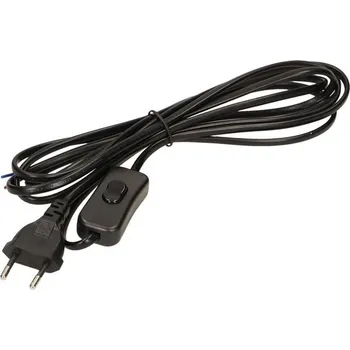 Napájecí kabel Napájecí síťový kabel s vypínačem 2x0,75mm2, 3m černý
