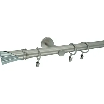 Garnýž Kovovégarnýže.cz Garnýž Vega modern 19 mm matný nikl Varianta jednořadá nebo dvouřadá: Dvouřadá, Délka: 480 cm, Uchycení látky: Kroužky s žabkou