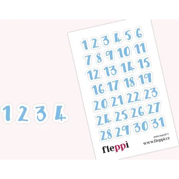 Diář Fleppi Samolepky Čísla doodle světle modrá