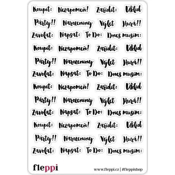 Diář Fleppi Samolepky s nápisy úkolů varianta 1