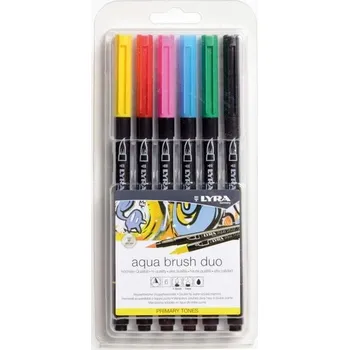 Akvarelové fixy Lyra Aqua Brush Duo 6 ks Základní odstíny