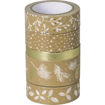 Lepicí páska dekorační pásky Heyda - vánoční sada 5 ks různých šířek zlaté