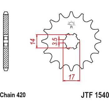 Řetězová sada pro motocykl Řetězové kolečko JT JTF 1540-14 14 zubů, 420