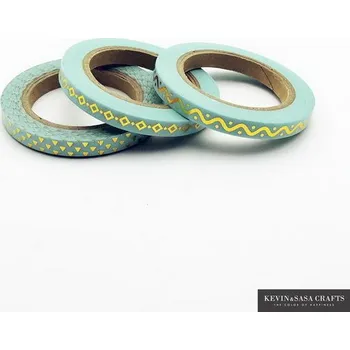 Lepicí páska Washi pásky fóliové tenké - sada 3 ks tyrkysová