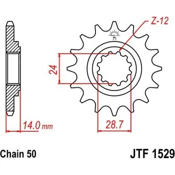 Řetězová sada pro motocykl Řetězové kolečko JT JTF 1529-16 16 zubů, 530