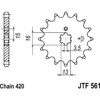Řetězová sada pro motocykl Řetězové kolečko JT JTF 561-15 15 zubů, 420