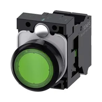 Stykač SIEMENS Tlačítko, osvětlené, 22 mm, kulaté, plast, zelená, 1 NO, AC/DC 24V 3SU1102-0AB40-3BA0