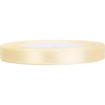 Stuha PartyDeco Stuha saténová krémová 6 mm x 25 m - saténové dekorační stuhy 0,6 cm na svatební vývazky