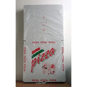 Jednorázové nádobí Krabice na pizzu 45x45x4cm bílá s obrázkem 50ks
