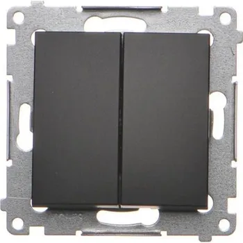 vypínač Tlačítko dvojité spínací Simon 54 bez piktogramu černá matná