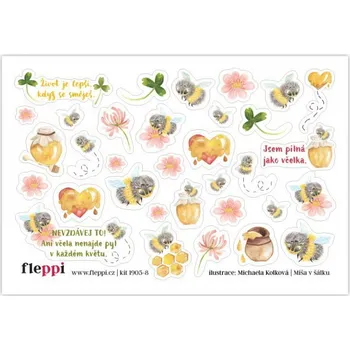 Kancelářské potřeby Fleppi Samolepky - obrázkové aršíky včelky obrázky a nápisy