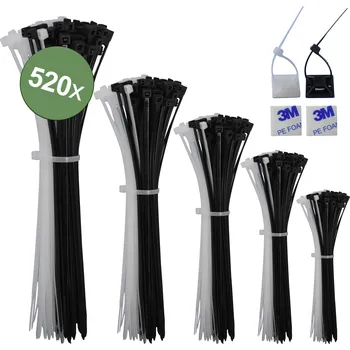 Stahovací páska Quadrios 23CA243, 23CA243, stahovací pásky, černá, bílá, odolná vůči UV záření, 520 ks