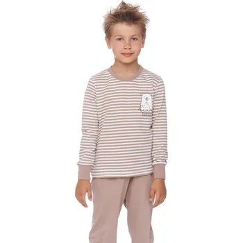 Dívčí pyžamo Dn Nightwear Bear dětské pyžamo hnědé s pruhy