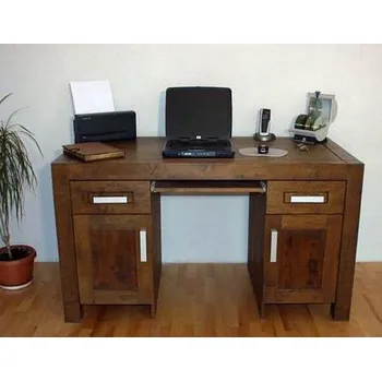 Komoda Bukový psací stůl MAURA B1 Barevné provedení: Eben, Dvířka: Dvířka - mléčné sklo, Horní deska: Varianta B