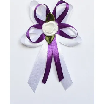 Svatební dekorace Svatba-eshop Vývazek pro svědky a rodiče bílo fialový - velké svatební vývazky, voničky pro rodinu a svědky