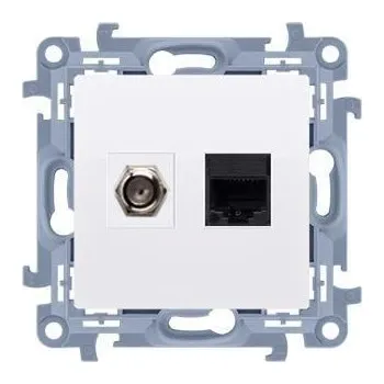 Elektrická zásuvka Zásuvka SAT "F" + RJ45 Simon 10 modul bílá