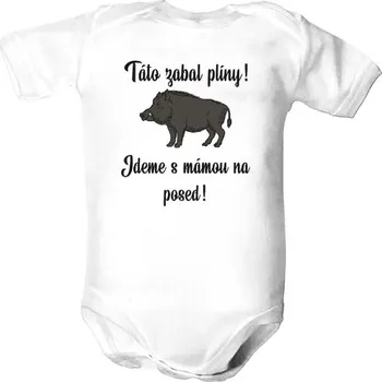 Kojenecký body Dětské body s potiskem Táto zabal plíny, jdeme na posed dětské