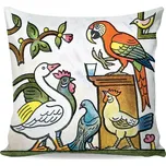 Dětský polštářek JOSEF LADA ŘEČNÍK PAPOUŠEK, bílý, 40x40cm