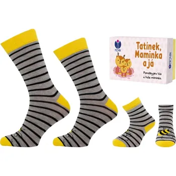 Dámské ponožky Ponožky dárkové kojenecké a dospělé Novia - máma + táta + dítě - včela