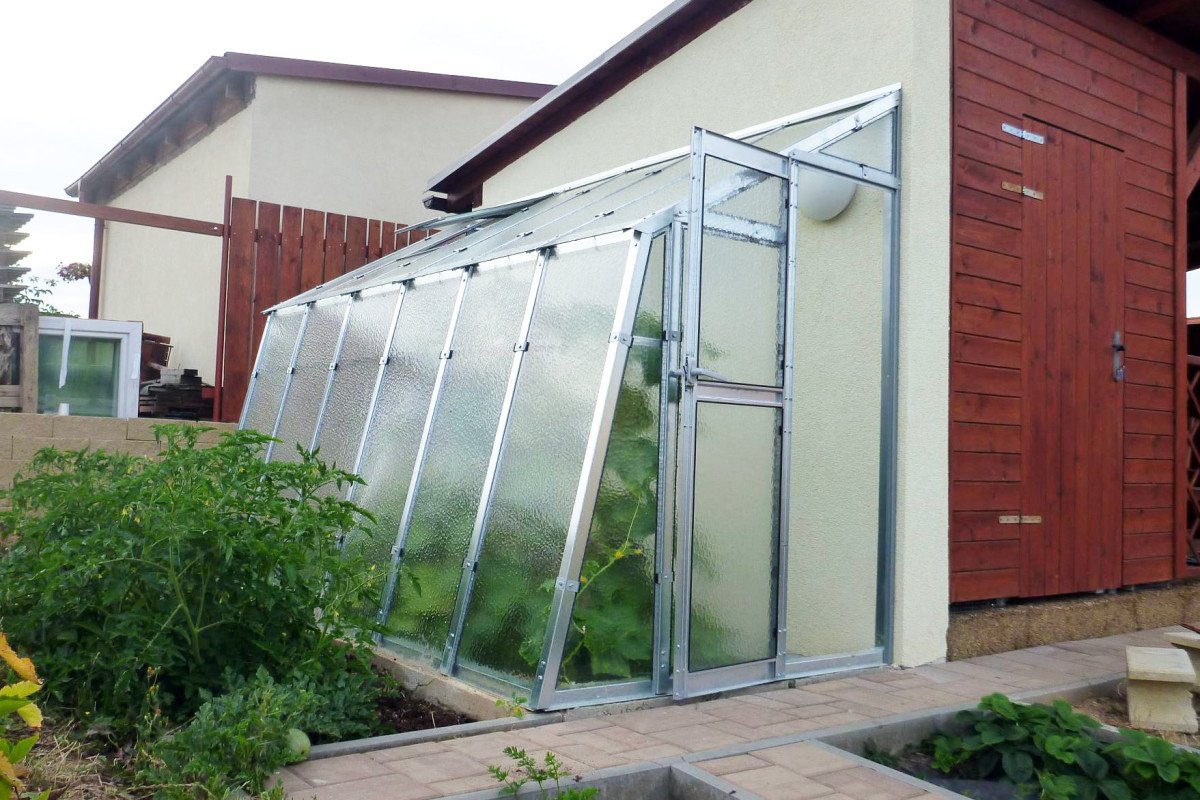 Skleník ke zdi Limes 1,5x3m | Variant C | skleněný