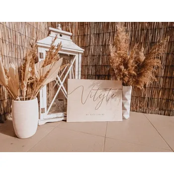 Dřevěná uvítací tabule - Vítejte - přírodní 40 x 30 cm