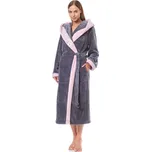 L&L Dámský huňatý župan Flower tmavě šedý dlouhý Velikost: 4XL