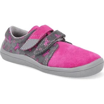 Dívčí obuv Barefoot dětské tenisky Beda - Unicorn s pevným opatkem růžové Velikost: 23
