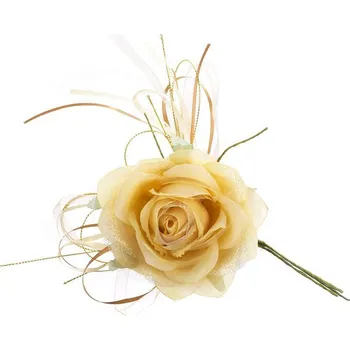 Hrnec STREND Kvet MagicHome, ruža, zlatá, stonka, veľkosť kvetu: 10 cm, dĺžka kvetu: 18 cm, bal. 6 ks