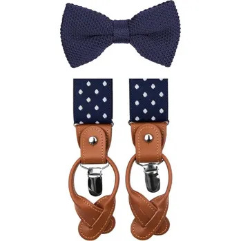 Kravata Bubibubi Tmavomodrá motýlková sada s kšandami