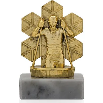 Figurka lyže běh, zlatá, 10cm, včetně podstavce