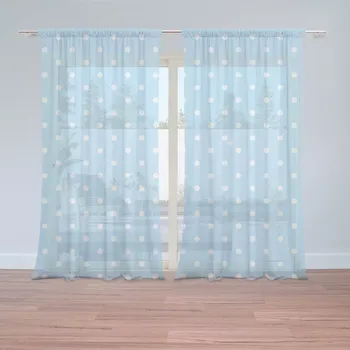 Záclona Záclony Bílé tečky na modré: 2 ks - 150x250 cm - Sablio