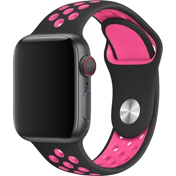 Řemínek na hodinky AW Sportovní řemínek na Apple Watch - Černo-růžový Šířka uchycení řemínku: 38/40/41/42mm, Délka řemínku: Dámský - S/M (12 - 18cm), Barva: Černo-růžový IR-AWSPRT37