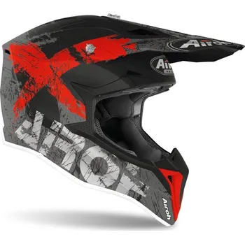 Helma na motorku přilba WRAAP YOUTH Smile, AIROH, dětská (matná černá/červená, vel. S)