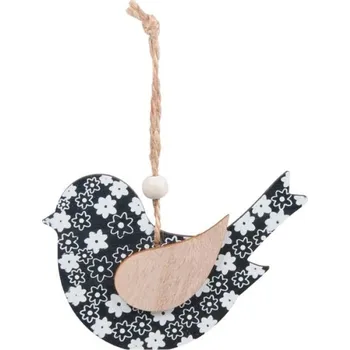 Velikonoční dekorace Ptáček závěs, 2 kusy, dřevěný, černý