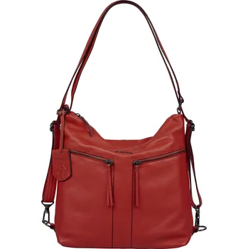 Dámská kožená batůžko kabelka Burkely Markets - červená