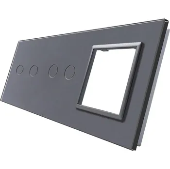 vypínač WELAIK trojnásobný skleněný panel 2+2+zás - tmavě šedý