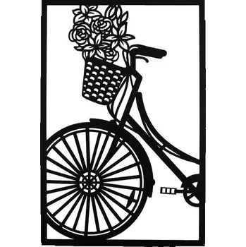 Závěs Jízdní kolo s košíkem dřevěný, černý, 20x30cm