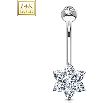 Piercing Šperky4U Zlatý piercing do pupíku - kytička, Au 585/1000 - ZL01067-WG