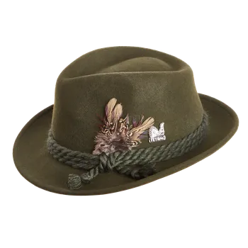 Klobouk Lovecký klobouk TETRAO - tři zelené šňůrky s pírkem zelený 59
