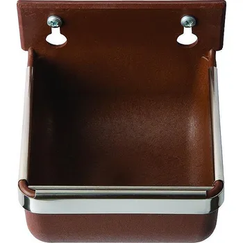 Miska pro psa Závěsná miska s nerezovou hranou 400ml hnědá. Využití jako krmítko, nebo napáječka